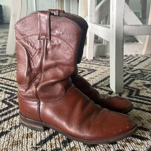 Men’s Vintage Justin Ropers, 3802, Cognac Brown, 7.5 D, Genuine Leather